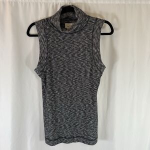Postmark Blouse Women's Large Black Turtleneck Sleeveless Ribbed Anthropologie